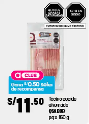 Plaza Vea QSA Bor Tocino Cocido Ahumado 150g oferta