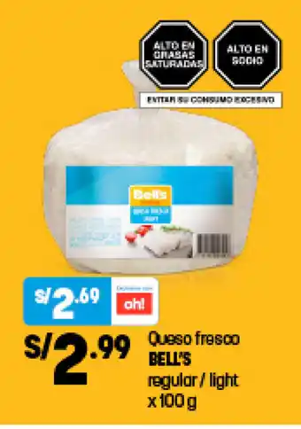 Plaza Vea Bell's Queso Fresco 100g oferta