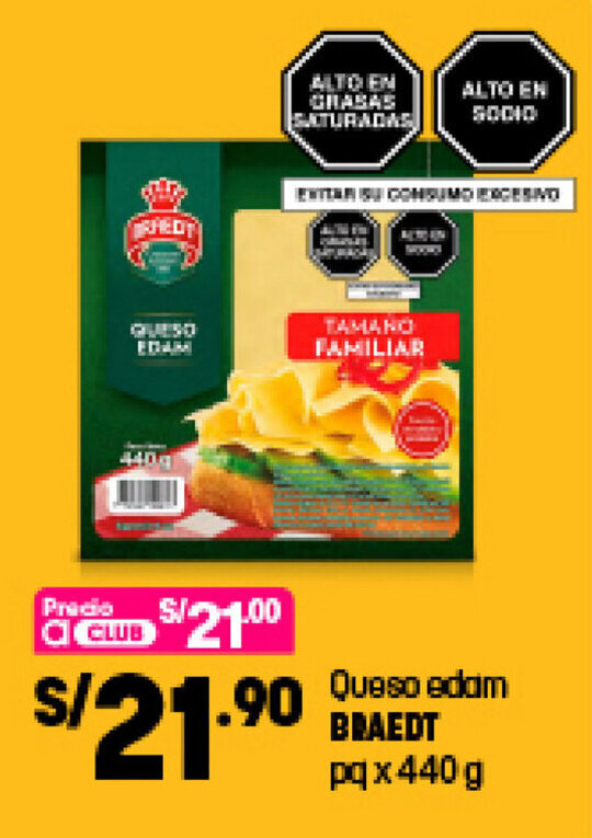Braedt Queso Edam 440g oferta en Plaza Vea