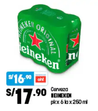 Plaza Vea Heineken Cerveza 6lax250ml oferta