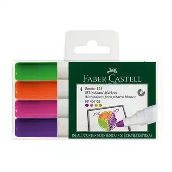 Comercial Li Plumón faber castell 123 para pizarra blister x4 (naranja, rosado, violeta, verde) oferta