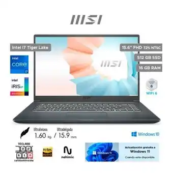 Hiraoka Laptop msi modern 15 a11ml 15.6" intel core i7-1165g7 512gb ssd 16gb ram oferta