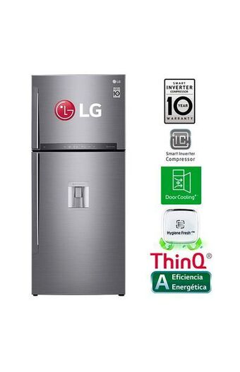 Refrigeradora lg top freezer gt41sgp 410l con hygiene fresh - plateada