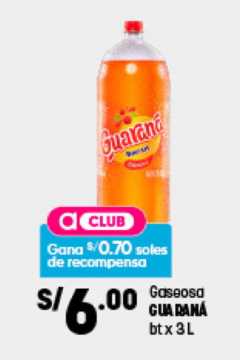 Plaza Vea Gaseosa Guarana bt x 3L oferta