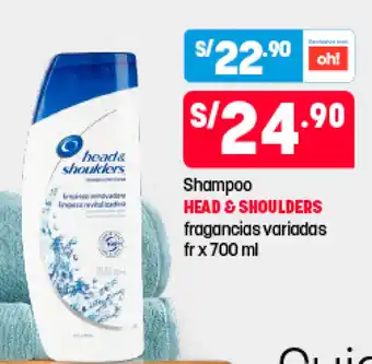 Plaza Vea Shampoo HEAD & SHOULDERS fragancias variadas fr x 700 ml oferta