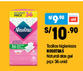 Plaza Vea Toallas higienicas NOSOTRAS Natural alas gel pq x 36 unid oferta