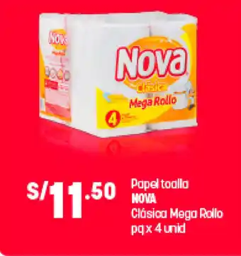 Plaza Vea Papel Toalla NOVA Clasica Mega Rollo pq x 4 unid oferta