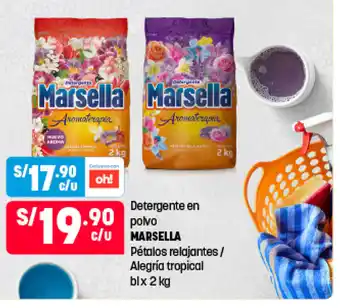 Plaza Vea Detergente en polvo MARSELLA Petalos relajantes / Alegna tropical bl x 2 kg oferta
