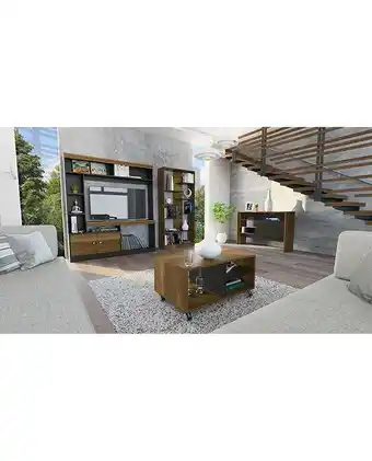 Tiendas EFE Estante tuhome tv 52 + biblioteca + arrimo + mesa de centro - caramelo y wengue oferta