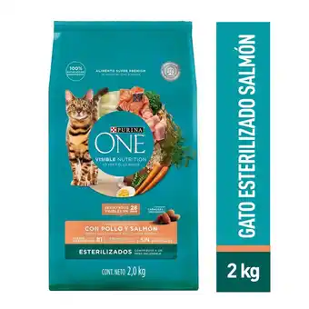 Tottus Alimento para gatos esterelizados purina one pollo y salmón oferta