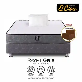 Tottus Cama raymi gris 2 plazas +colchon + box tarima + sofa cama + 02 almohadas oferta