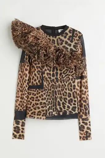 H&M Top de malla con volante oferta
