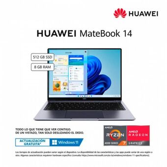 Hiraoka Laptop huawei matebook 14 14" 2k ips amd r7 4800h 512gb ssd 8gb ram  windows home oferta