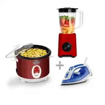 Hiraoka Licuadora miray lm-110p-r 1.5 lts + olla arrocera miray om-t336r 1l + plancha miray pmc-65a oferta