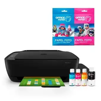 Hiraoka Impresora multifuncional hp ink tank 315 + papel foto adhesivo brillante 120g x 25 hojas jumbo + papel foto brillante 180g x oferta