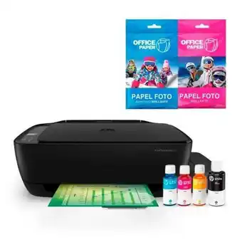Hiraoka Impresora multifuncional hp ink tank wireless 415 + papel foto adhesivo brillante 120g x 25 hojas jumbo + papel foto brillant oferta