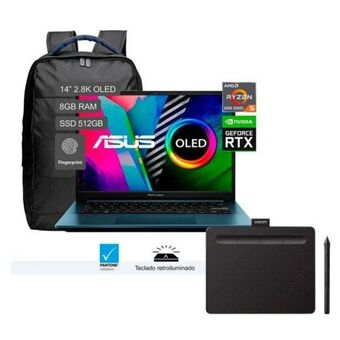 Hiraoka Laptop asus m3401qc-km160w 14" amd ryzen 5 5600h 512gb ssd 8gb ram + tablet wacom intuos ctl-4100 7" oferta