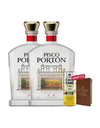 Pisco portón mv cepa variada 750ml x2und + rtd chilcano portón 355ml + recetario