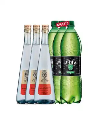 Sumon Licores Pisco viñas de oro cepa variada 750ml x3und + evervess 1.5lt x3und oferta
