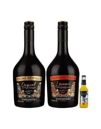 Crema de pisco tabernero original o lúcuma 750ml + rtd naranja 275ml x2und