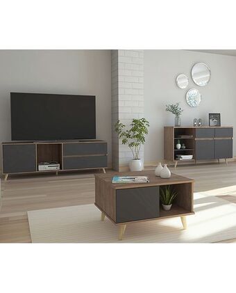 Tiendas EFE Combo tuhome: rack tv60 + bife + mesa centro salem - miel/plomo oferta