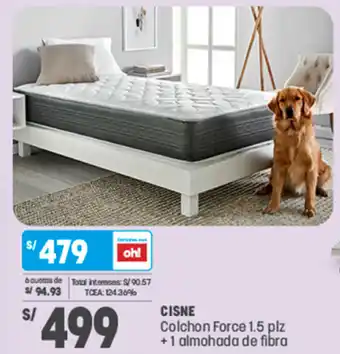 Plaza Vea Cisne Colchón Force 1.5 plz +1 Almohada de Fibra oferta