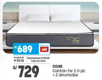 Plaza Vea Cisne Colchón Fer 2.0 plz +2 Almohadas oferta