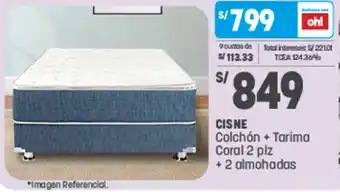 Plaza Vea Cisne Colchón +Tarima Coral 2 plz +2 Alomohadas oferta
