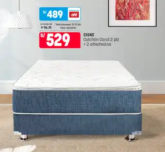 Plaza Vea Cisne Colchón Coral 2 plz +2 Almohadas oferta