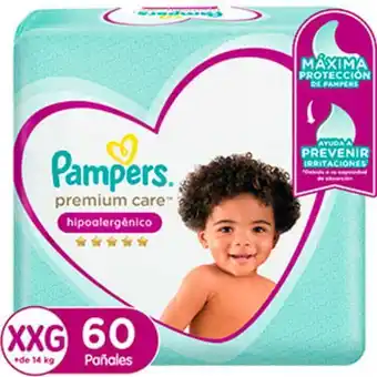 Pañal pampers premium care talla xxg - bolsa 60 un