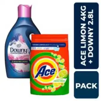 Metro Pack detergente en polvo ace limon 4kg + suavizante downy 2.8l oferta