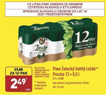 ALDI Piwo Zatecky Svetly Lezak oferta