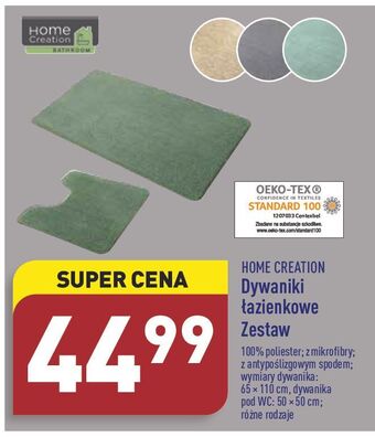 ALDI Dywanik łazienkowy 65 x 110 cm + dywanik pod wc 50 Home Creation oferta