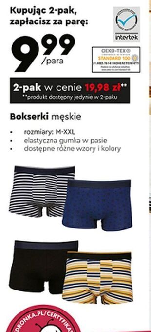 Biedronka Bokserki męskie m-xxl Tom & Rose oferta