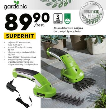 Biedronka Nożyce akumulatorowe do żywopłotu 20v max Gardenic oferta