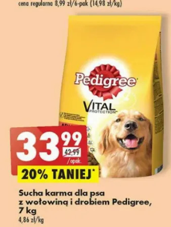 Biedronka Karma dla psa sucha z wołowiną i drobiem Pedigree Vital oferta