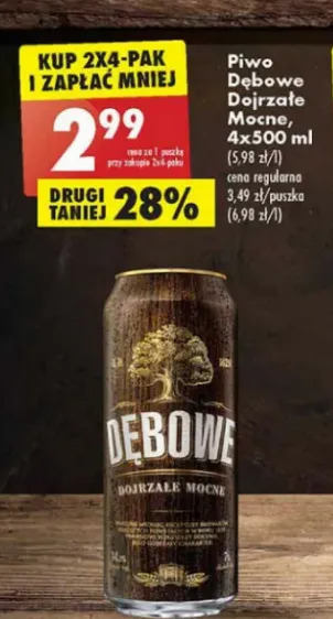 Biedronka Piwo Dębowe Dojrzałe Mocne oferta