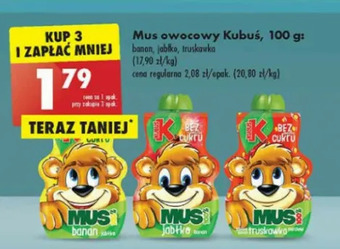 Biedronka Mus truskawka Kubuś 100% oferta
