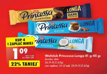 Biedronka Wafelek dark chocolate klasyczna Princessa Longa oferta