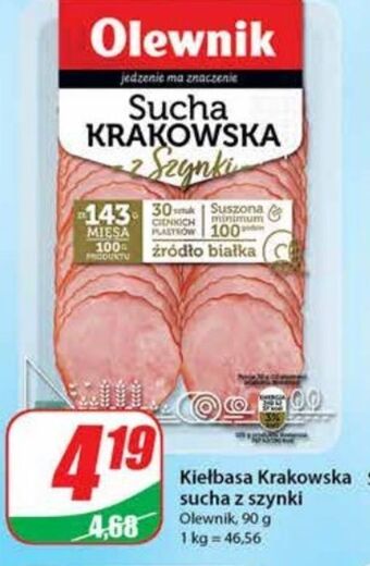 Dino Kiełbasa krakowska sucha z szynki Olewnik oferta