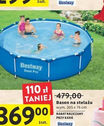 Intermarche Basen rozporowy na stelażu wym. 305 x 76 cm Bestway oferta