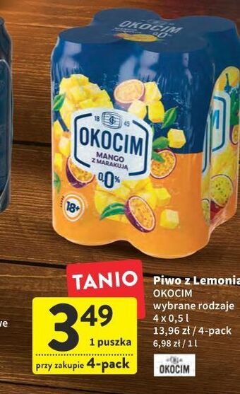 Intermarche Piwo Okocim Radler Mango Z Marakują 0% oferta
