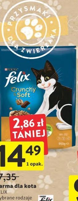 Intermarche Karma dla kota kurczak i indyk z warzywami Purina Felix Crunchy Soft oferta