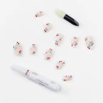 Claire's Cherry french manicure almond press on vegan faux nail set (24 pack) oferta