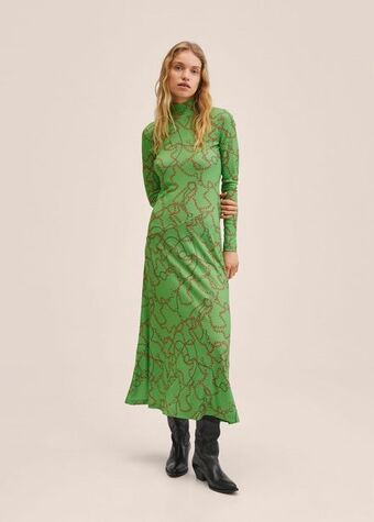 MANGO Sukienka ze wzorem w łańcuchy oferta