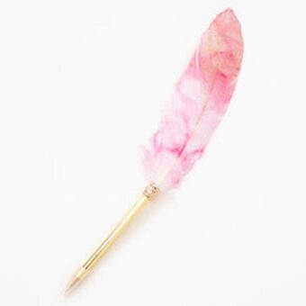 Claire's Glittery ombre feather pen - pink oferta