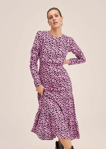 MANGO Wzorzysta sukienka z rozcięciem oferta