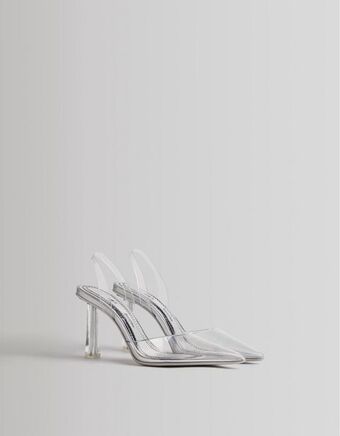 Bershka Winylowe buty na obcasie bez pięty oferta