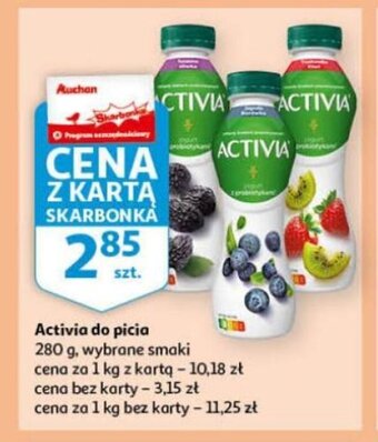Auchan Activia do picia 280 g oferta