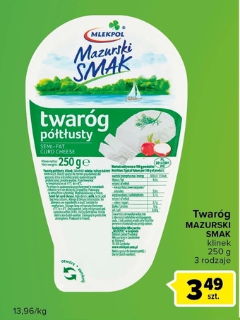 Carrefour Express Mlekpol Mazurski Smak Twaróg półtłusty 250 g oferta